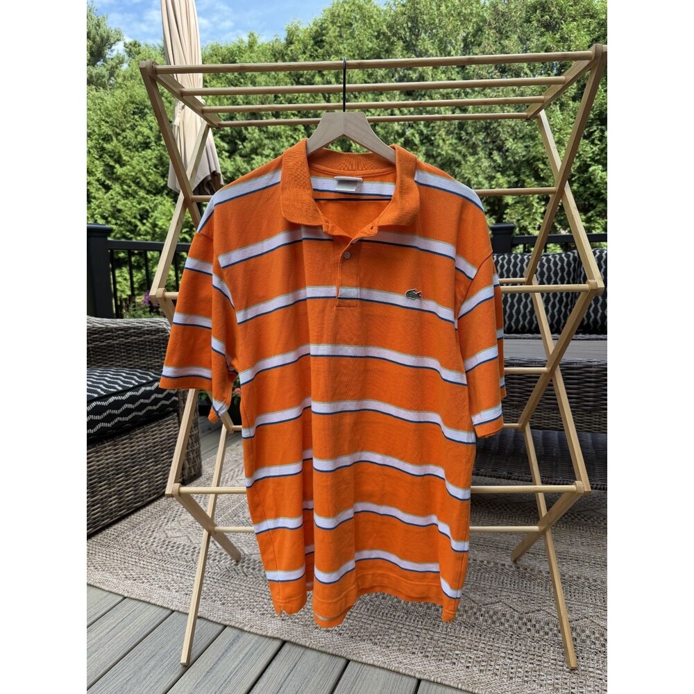 Lacoste - Mens Orange/White/Blue/Green Skater Polo - Mens Medium